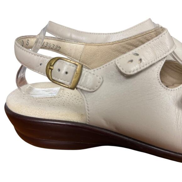 SAS Quatro Ivory Leather Slingback Comfort Sandals Shoes Open Toe USA Made 10 S - Picture 12 of 16